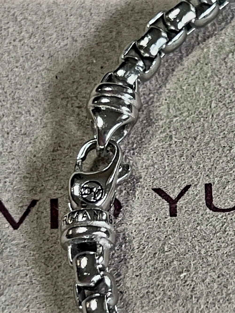 David Yurmab Sterling Silver Box Link 5mm, 8.5" Bracelet with Lobster Clasp - Picture 8 of 12